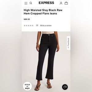 EUC Express High Rise Slim Flare Black Jeans w Raw Hem Size 6S